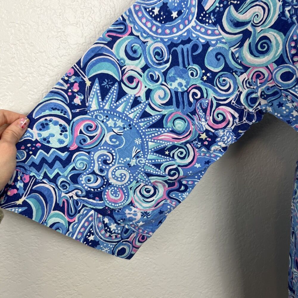 Lilly Pulitzer Blue Floral Robe Intimates Sleepwear - Picture 3 of 16